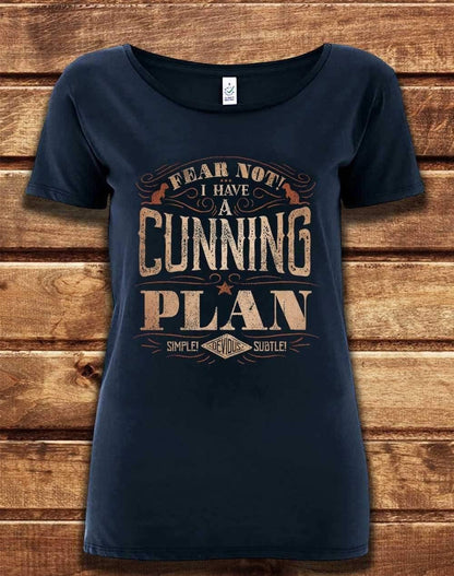 DELUXE I Have a Cunning Plan Organic Scoop Neck T-Shirt 8-10 / Navy  - Off World Tees