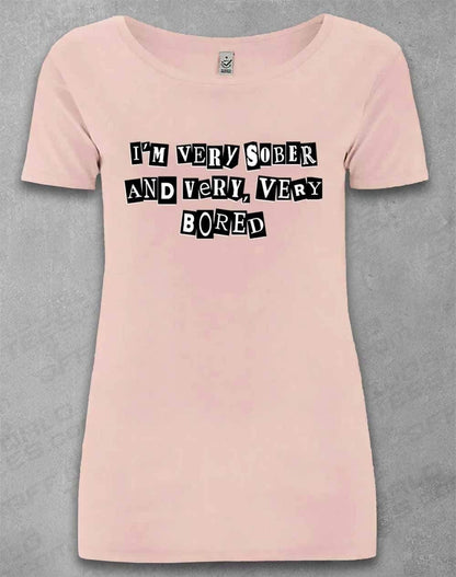 DELUXE I'm Very Sober and Very Very Bored Organic Scoop Neck T-Shirt 8-10 / Light Pink  - Off World Tees