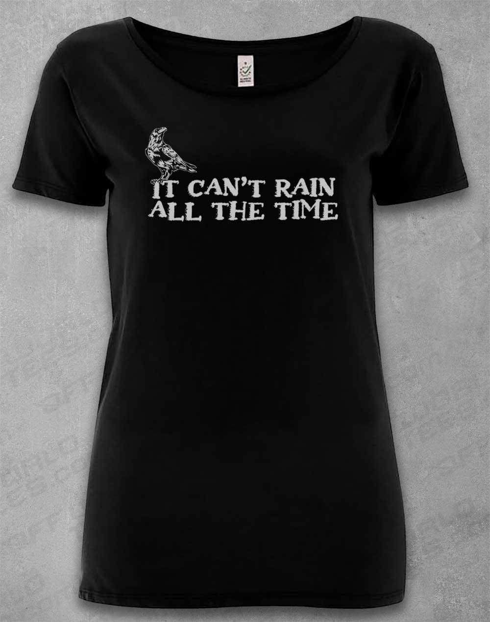 DELUXE It Can't Rain All the Time Organic Scoop Neck T-Shirt 8-10 / Black  - Off World Tees