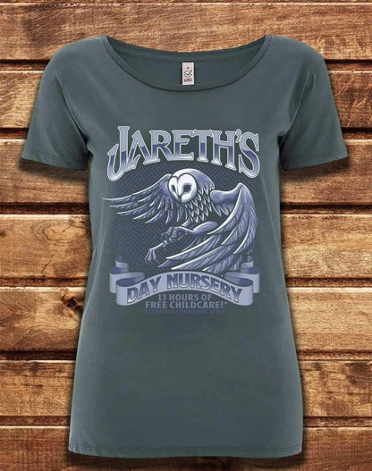DELUXE Jareth's Day Nursery Organic Scoop Neck T-Shirt 8-10 / Light Charcoal  - Off World Tees