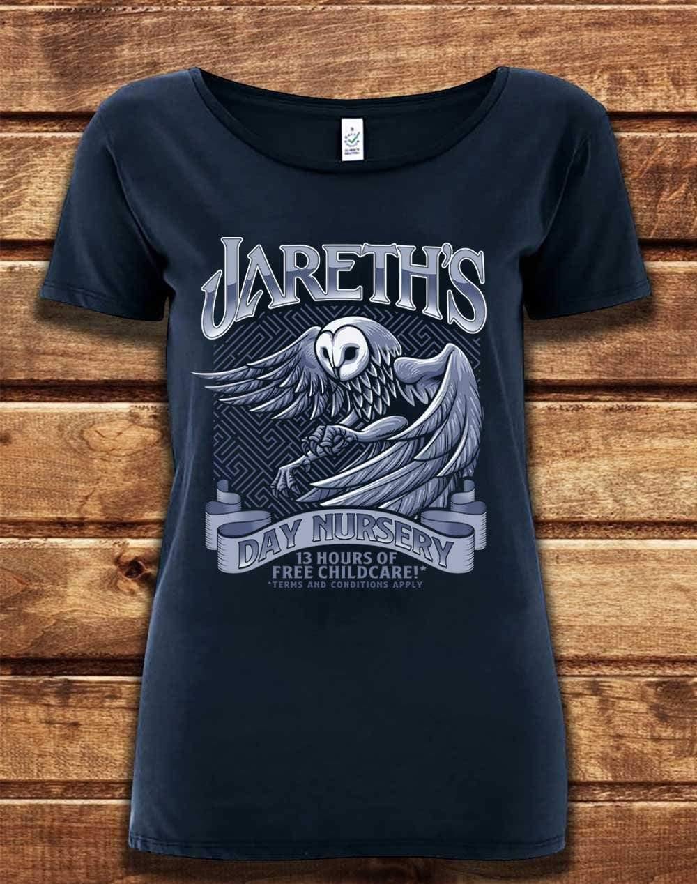 DELUXE Jareth's Day Nursery Organic Scoop Neck T-Shirt 8-10 / Navy  - Off World Tees
