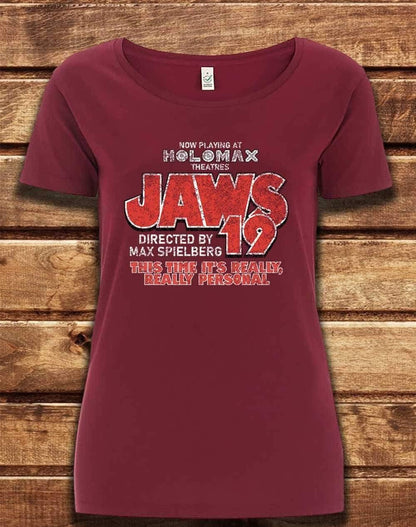 DELUXE Jaws 19 Organic Scoop Neck T-Shirt 8-10 / Burgundy  - Off World Tees