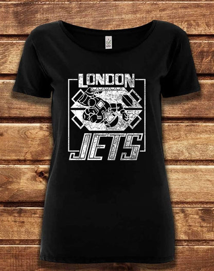 DELUXE London Jets Organic Scoop Neck T-Shirt 8-10 / Black  - Off World Tees