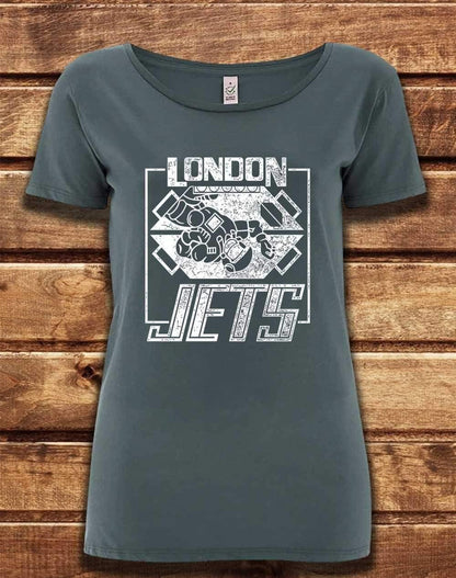 DELUXE London Jets Organic Scoop Neck T-Shirt 8-10 / Light Charcoal  - Off World Tees