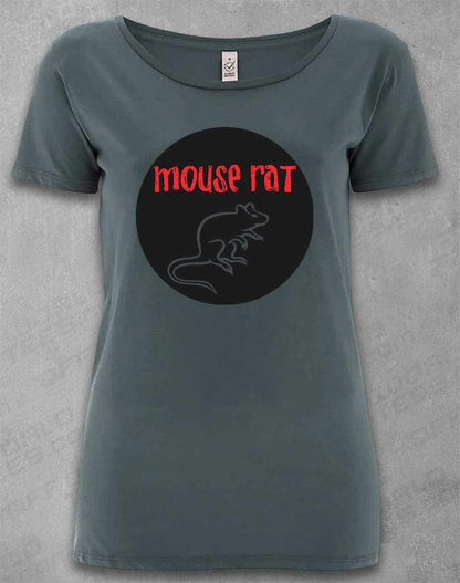 DELUXE Mouse Rat Round Logo Organic Scoop Neck T-Shirt 8-10 / Light Charcoal  - Off World Tees