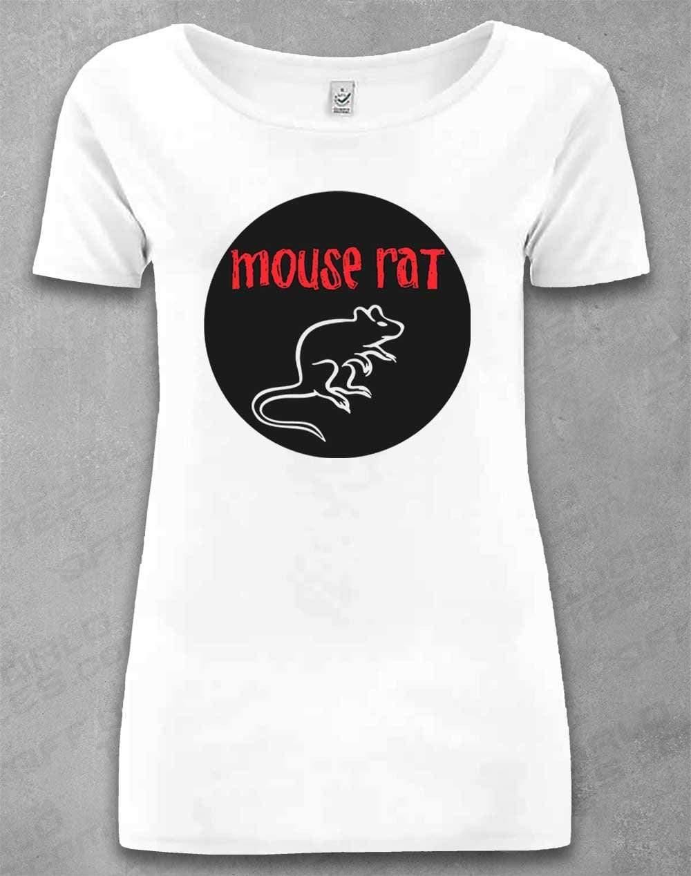DELUXE Mouse Rat Round Logo Organic Scoop Neck T-Shirt 8-10 / White  - Off World Tees