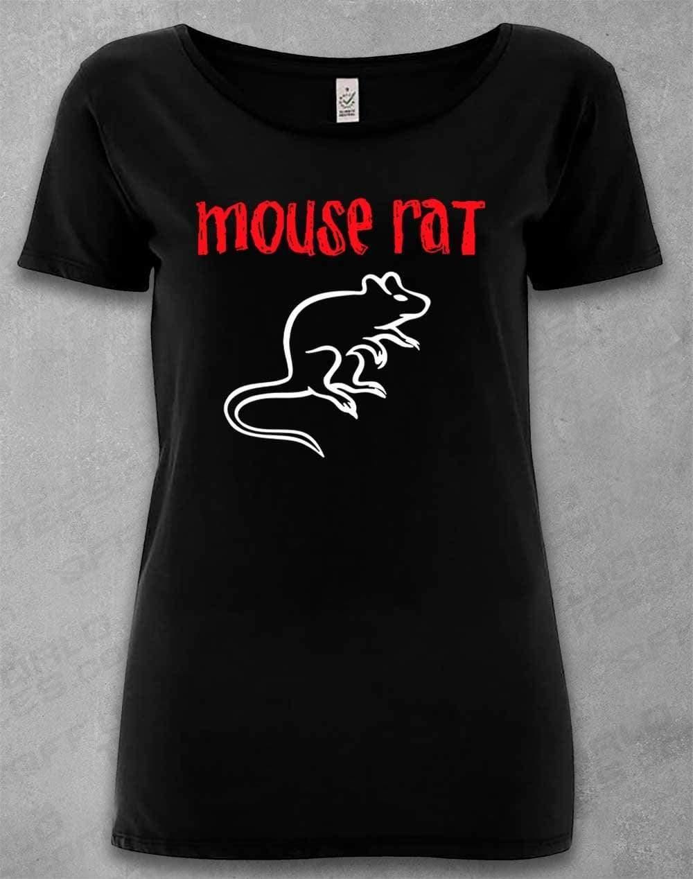 DELUXE Mouse Rat Text Logo Organic Scoop Neck T-Shirt 8-10 / Black  - Off World Tees