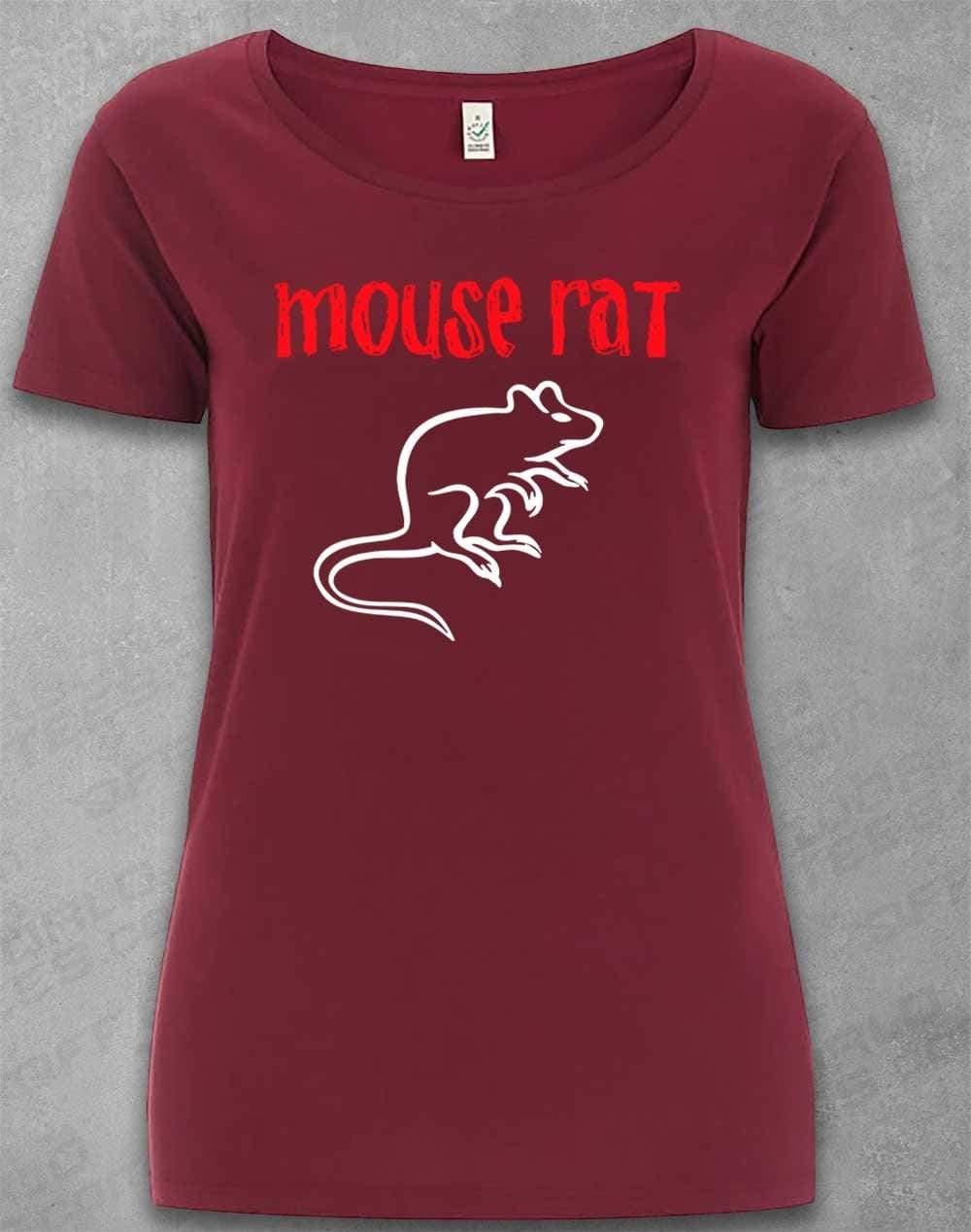 DELUXE Mouse Rat Text Logo Organic Scoop Neck T-Shirt 8-10 / Burgundy  - Off World Tees