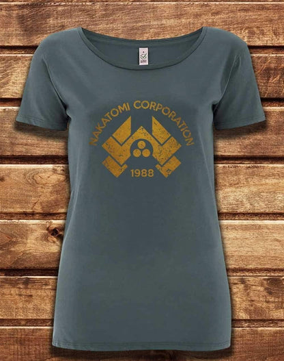 DELUXE Nakatomi Corporation Organic Scoop Neck T-Shirt 8-10 / Light Charcoal  - Off World Tees