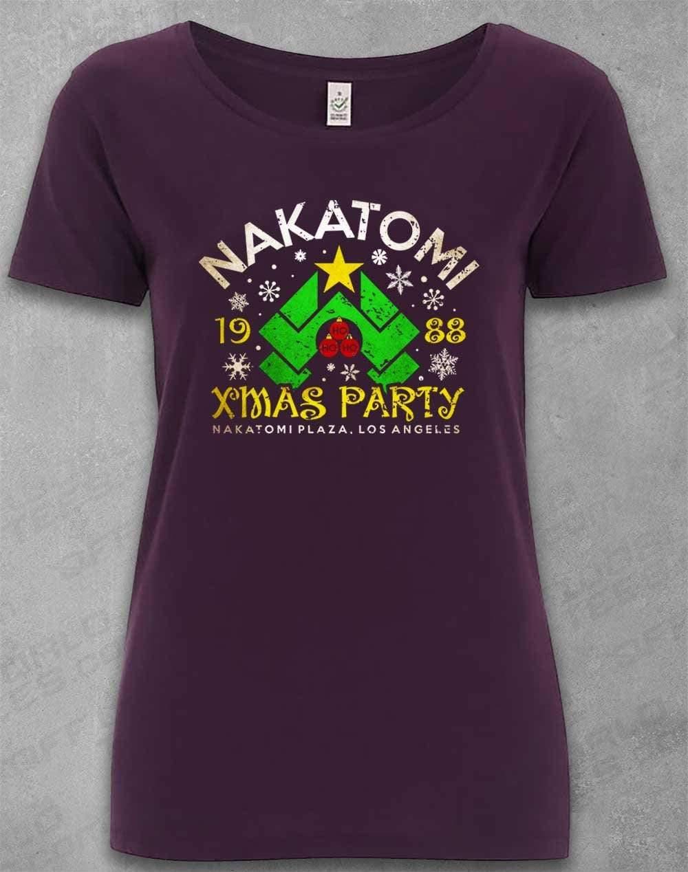 DELUXE Nakatomi Xmas Party 1988 Organic Scoop Neck T-Shirt 8-10 / Eggplant  - Off World Tees