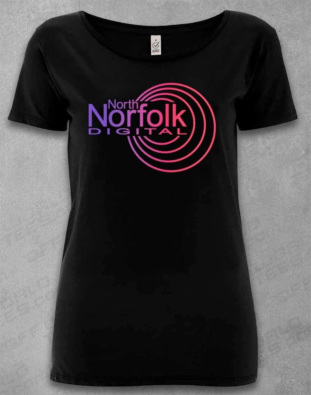 DELUXE North Norfolk Digital Organic Scoop Neck T-Shirt 8-10 / Black  - Off World Tees