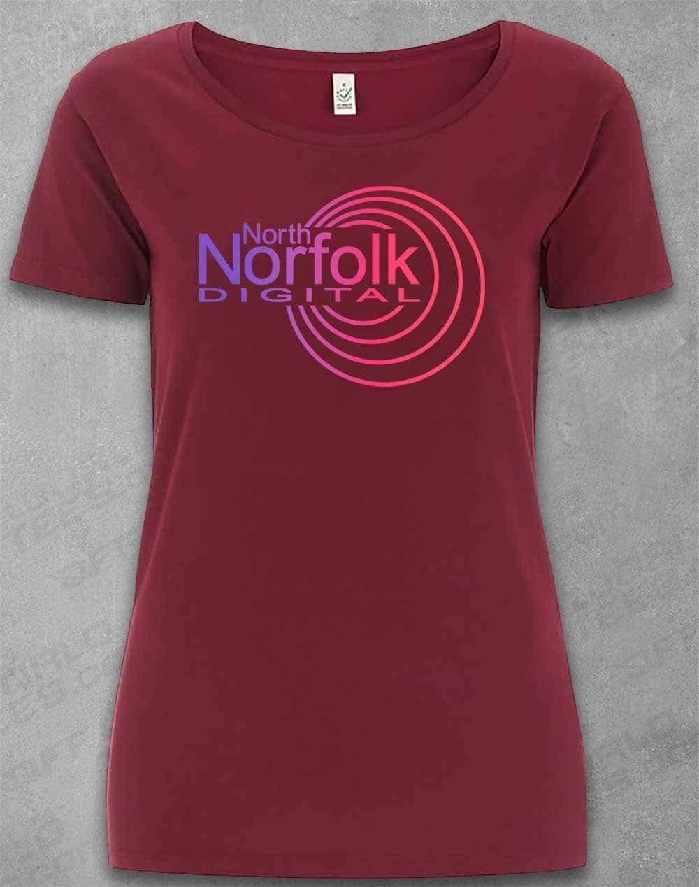 DELUXE North Norfolk Digital Organic Scoop Neck T-Shirt 8-10 / Burgundy  - Off World Tees