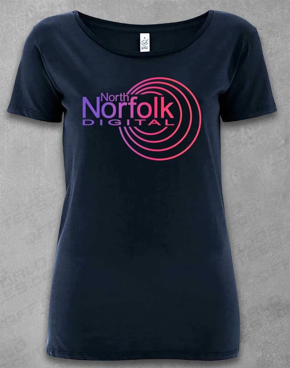 DELUXE North Norfolk Digital Organic Scoop Neck T-Shirt 8-10 / Navy  - Off World Tees