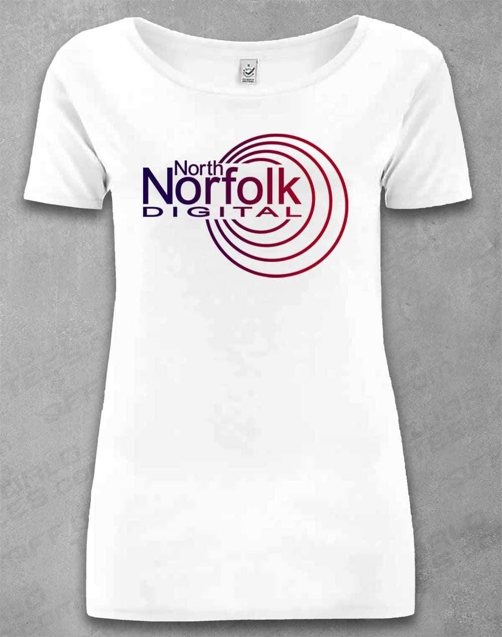 DELUXE North Norfolk Digital Organic Scoop Neck T-Shirt 8-10 / White  - Off World Tees