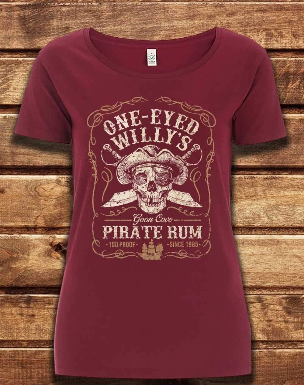 DELUXE One-Eyed Willy's Rum Organic Scoop Neck T-Shirt 8-10 / Burgundy  - Off World Tees