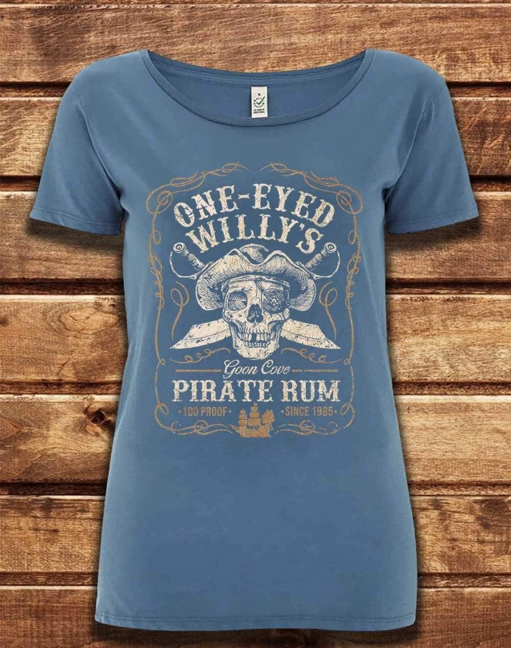 DELUXE One-Eyed Willy's Rum Organic Scoop Neck T-Shirt 8-10 / Faded Denim  - Off World Tees