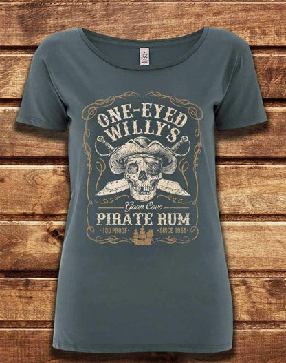 DELUXE One-Eyed Willy's Rum Organic Scoop Neck T-Shirt 8-10 / Light Charcoal  - Off World Tees