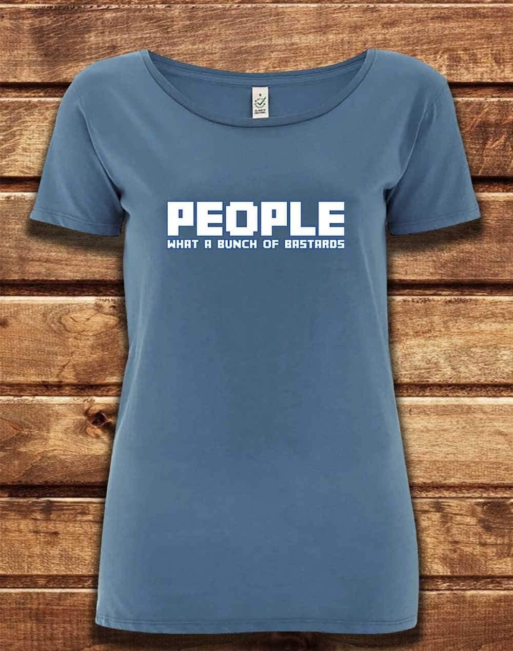 DELUXE People = Bastards Organic Scoop Neck T-Shirt 8-10 / Faded Denim  - Off World Tees