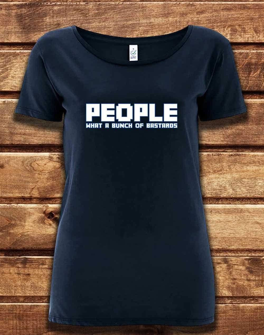DELUXE People = Bastards Organic Scoop Neck T-Shirt 8-10 / Navy  - Off World Tees