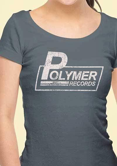 DELUXE Polymer Records Distressed Logo Organic Scoop Neck T-Shirt  - Off World Tees