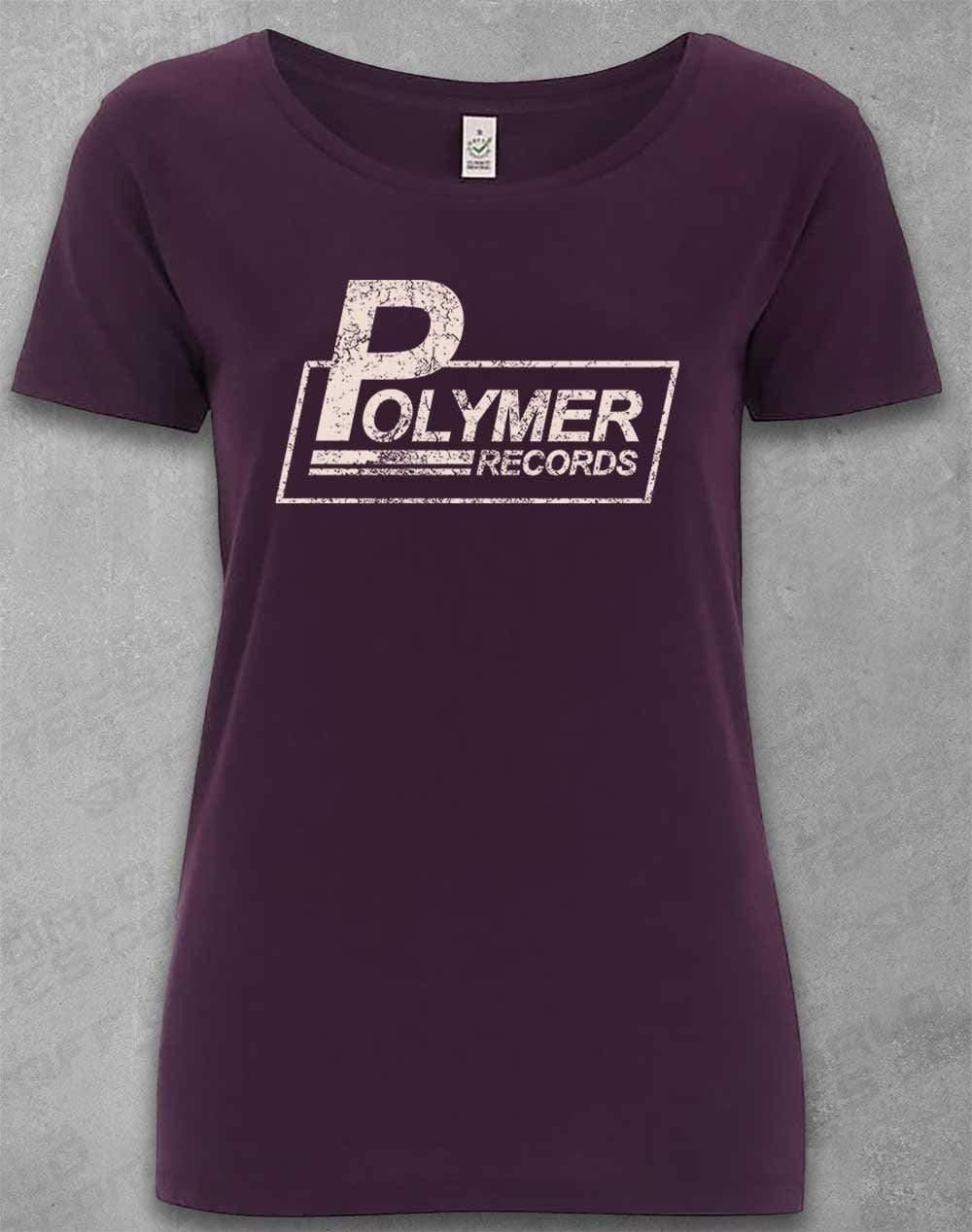 DELUXE Polymer Records Distressed Logo Organic Scoop Neck T-Shirt 8-10 / Eggplant  - Off World Tees