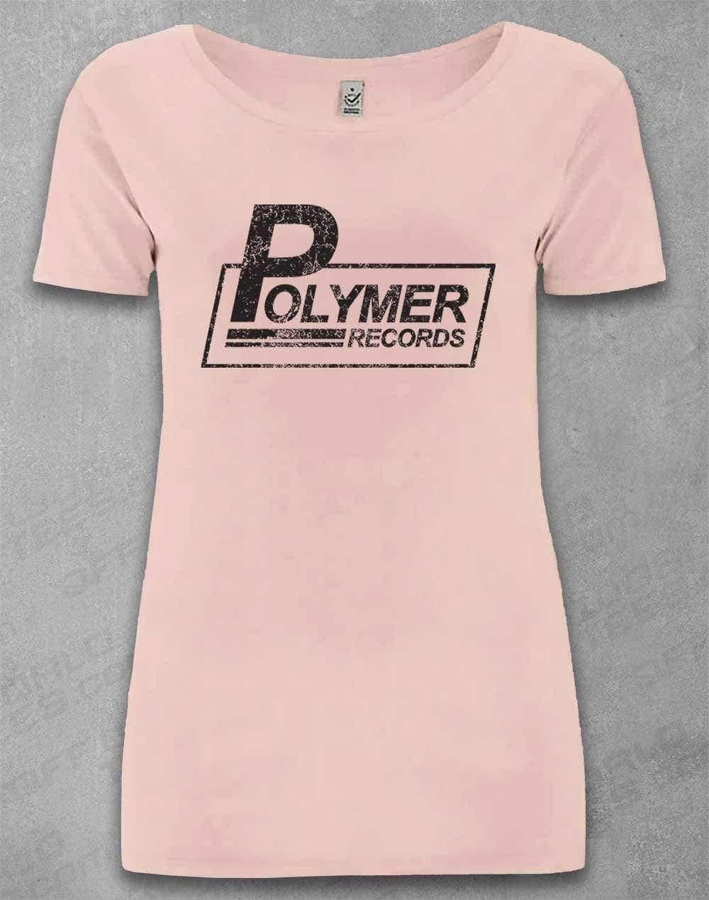 DELUXE Polymer Records Distressed Logo Organic Scoop Neck T-Shirt 8-10 / Light Pink  - Off World Tees