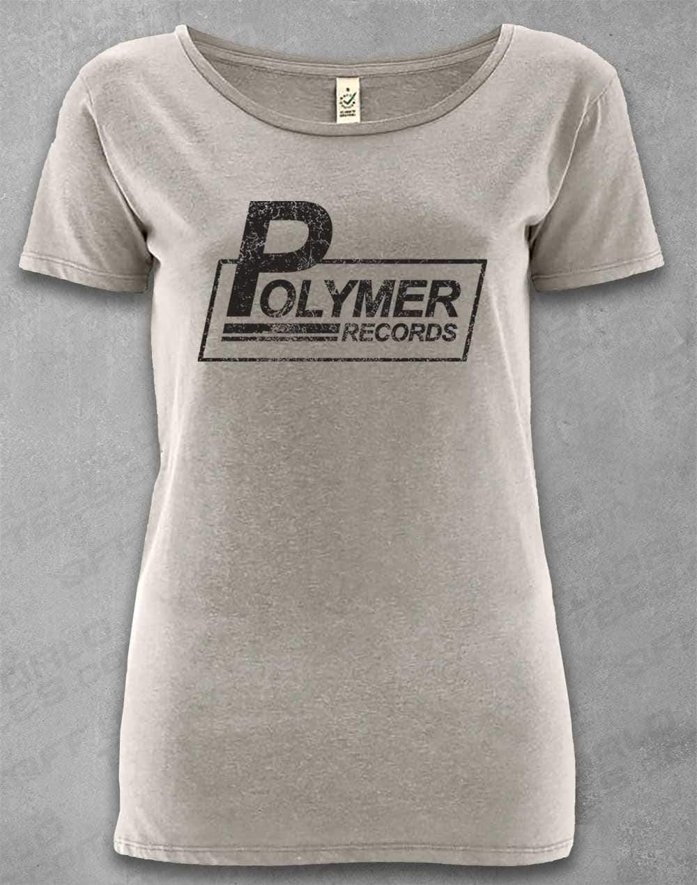 DELUXE Polymer Records Distressed Logo Organic Scoop Neck T-Shirt 8-10 / Melange Grey  - Off World Tees