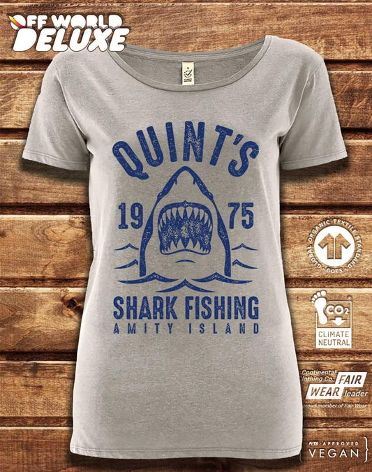 DELUXE Quint's Shark Fishing Organic Scoop Neck T-Shirt  - Off World Tees