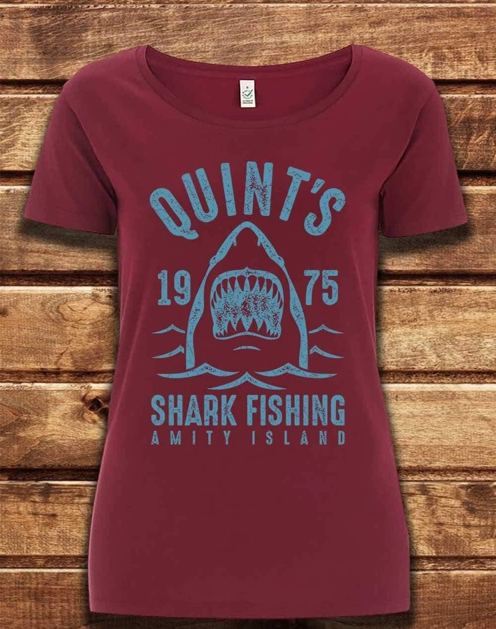 DELUXE Quint's Shark Fishing Organic Scoop Neck T-Shirt 8-10 / Burgundy  - Off World Tees
