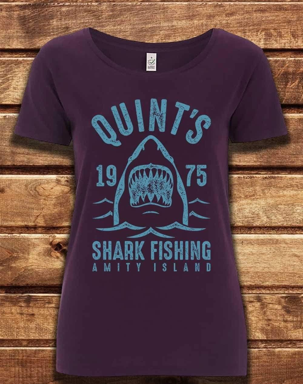 DELUXE Quint's Shark Fishing Organic Scoop Neck T-Shirt 8-10 / Eggplant  - Off World Tees