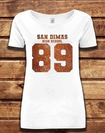 DELUXE San Dimas High School 89 Organic Scoop Neck T-Shirt 8-10 / White  - Off World Tees