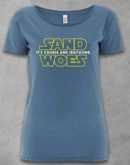 DELUXE Sand Woes - Organic Scoop Neck T-Shirt 8-10 / Faded Denim  - Off World Tees