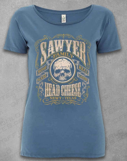 DELUXE Sawyer Family Head Cheese Organic Scoop Neck T-Shirt 8-10 / Faded Denim  - Off World Tees