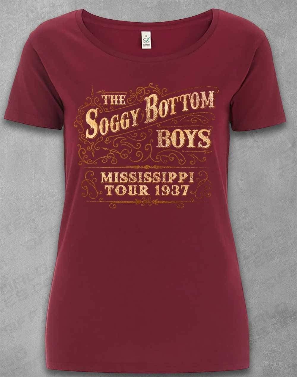 DELUXE Soggy Bottom Boys Tour 1937 Organic Scoop Neck T-Shirt 8-10 / Burgundy  - Off World Tees