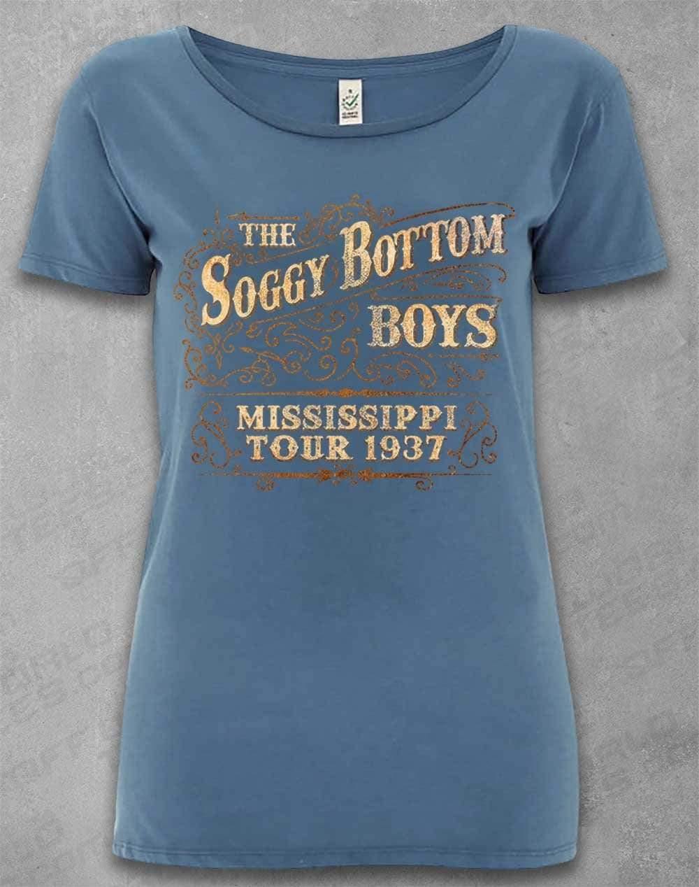 DELUXE Soggy Bottom Boys Tour 1937 Organic Scoop Neck T-Shirt 8-10 / Faded Denim  - Off World Tees
