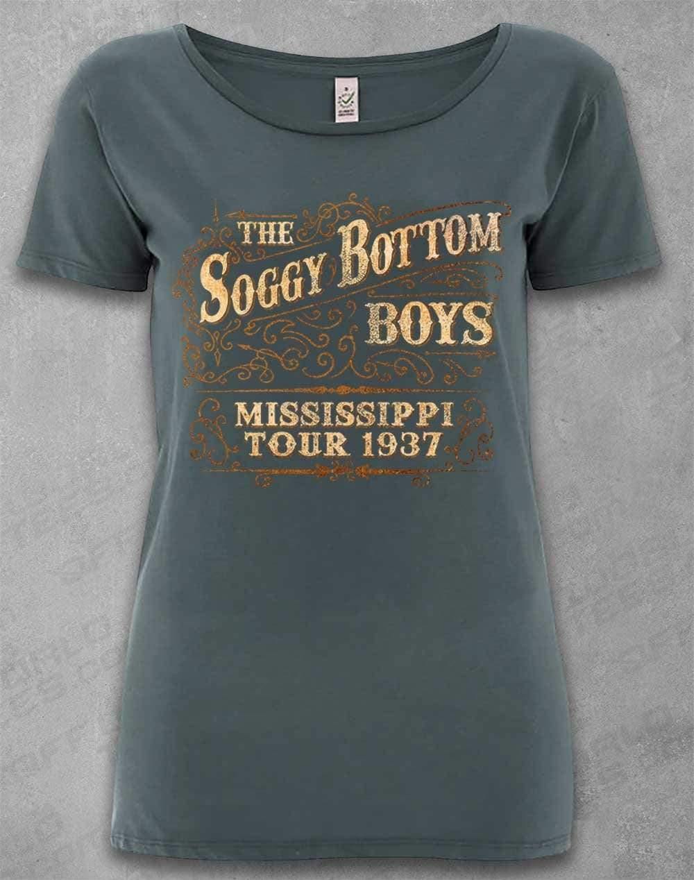 DELUXE Soggy Bottom Boys Tour 1937 Organic Scoop Neck T-Shirt 8-10 / Light Charcoal  - Off World Tees