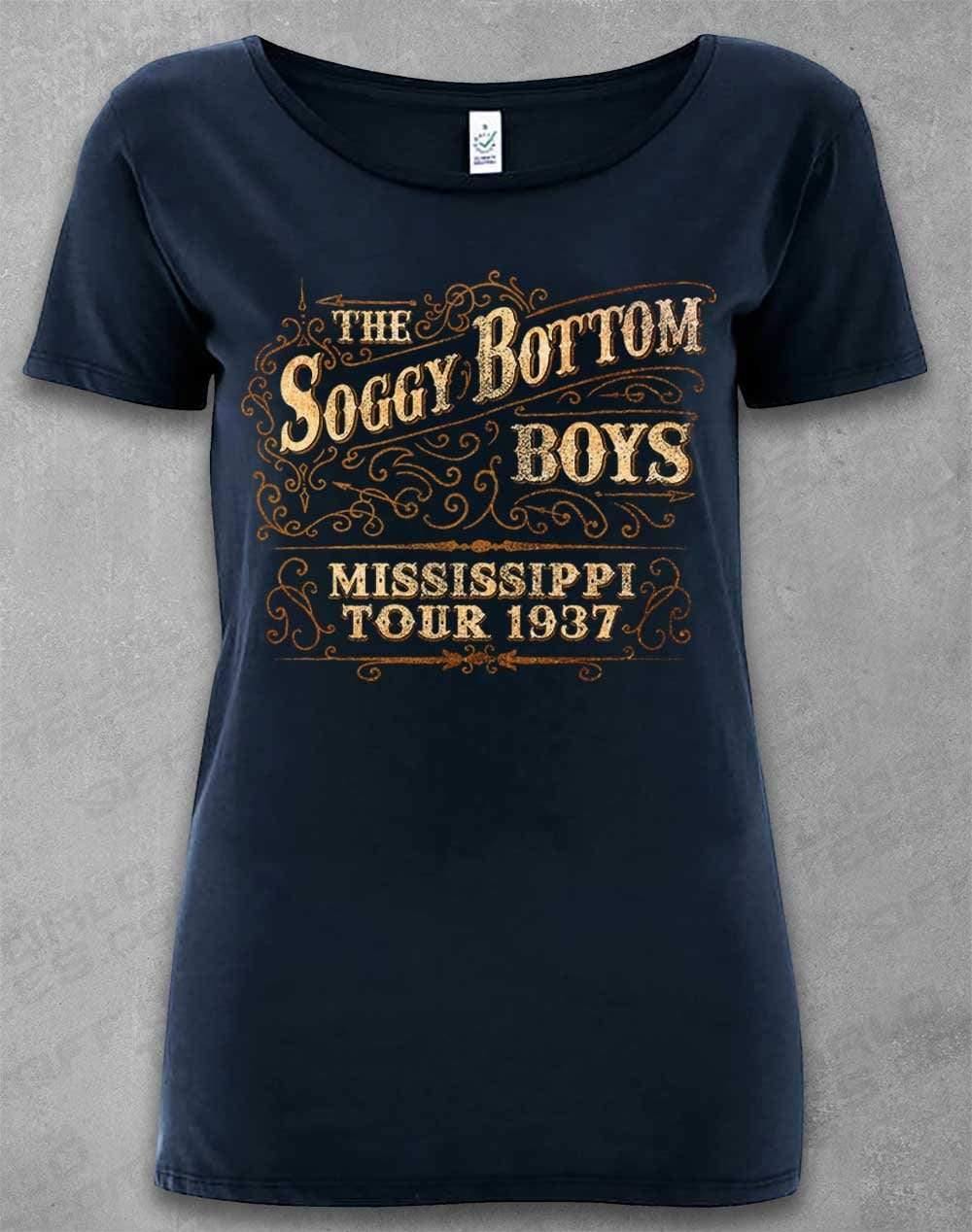 DELUXE Soggy Bottom Boys Tour 1937 Organic Scoop Neck T-Shirt 8-10 / Navy  - Off World Tees