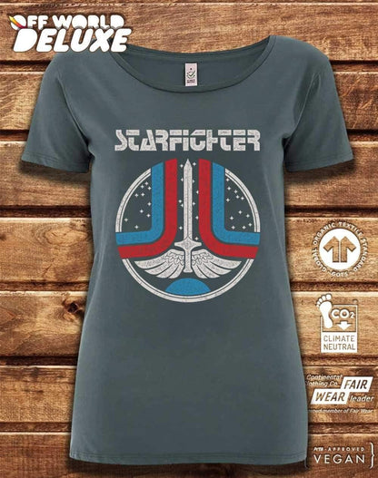 DELUXE Starfighter Arcade Logo Organic Scoop Neck T-Shirt  - Off World Tees