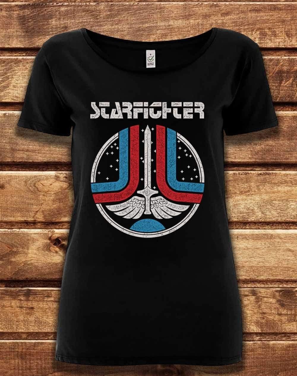 DELUXE Starfighter Arcade Logo Organic Scoop Neck T-Shirt 8-10 / Black  - Off World Tees