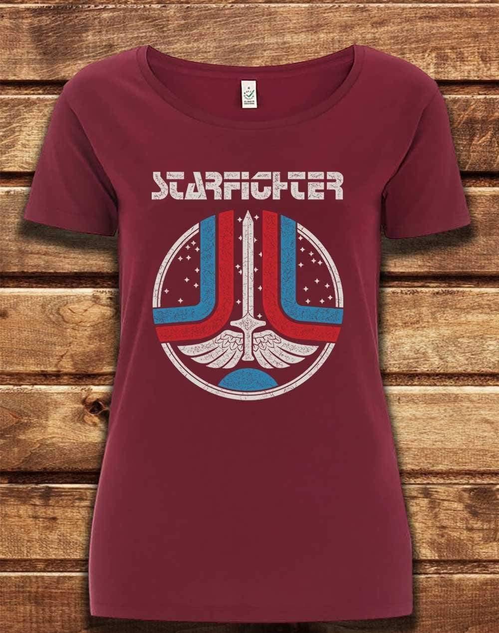 DELUXE Starfighter Arcade Logo Organic Scoop Neck T-Shirt 8-10 / Burgundy  - Off World Tees