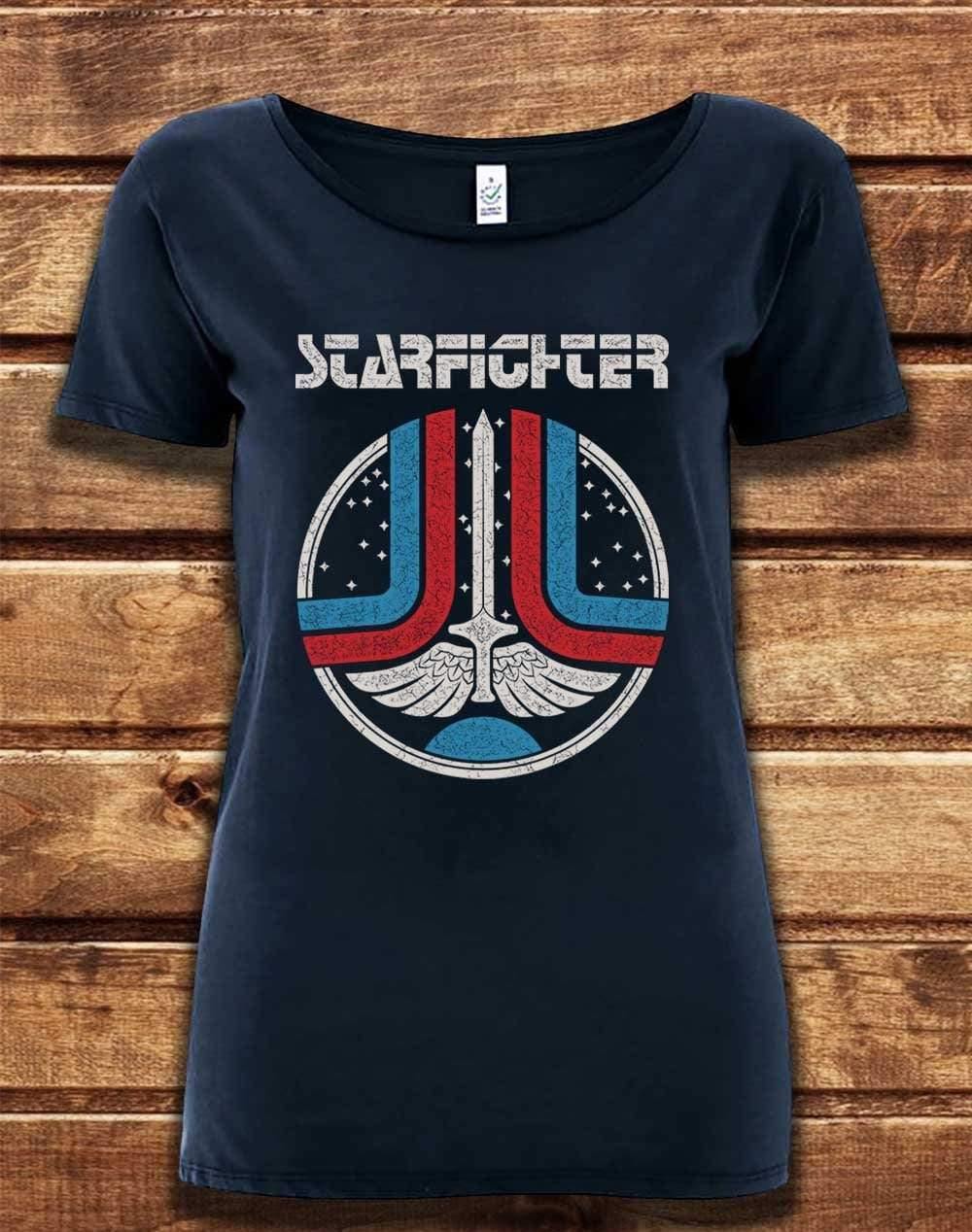 DELUXE Starfighter Arcade Logo Organic Scoop Neck T-Shirt 8-10 / Navy  - Off World Tees