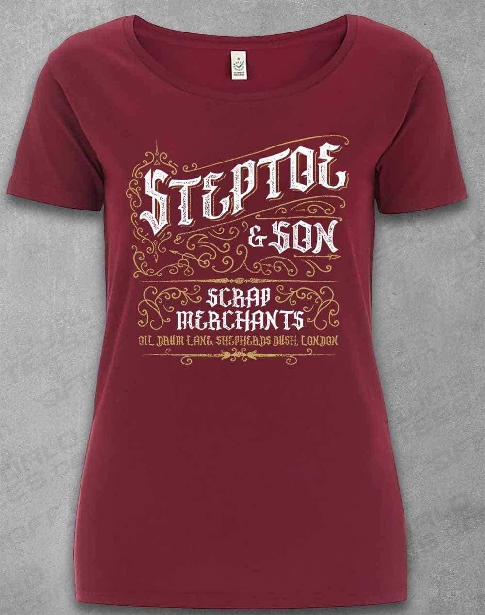 DELUXE Steptoe & Son Scrap Merchants Organic Scoop Neck T-Shirt 8-10 / Burgundy  - Off World Tees