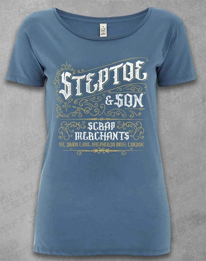 DELUXE Steptoe & Son Scrap Merchants Organic Scoop Neck T-Shirt 8-10 / Faded Denim  - Off World Tees