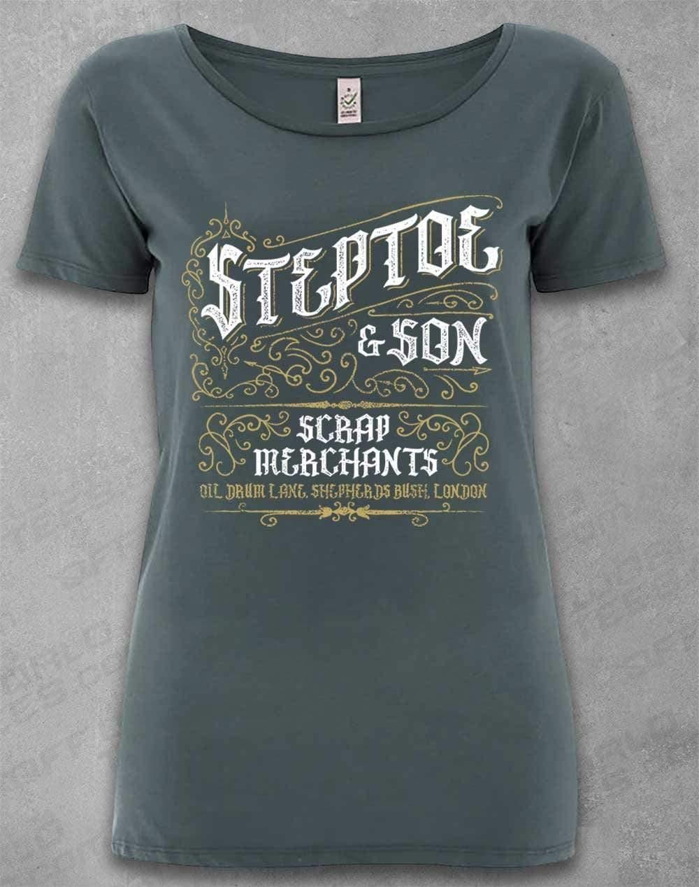 DELUXE Steptoe & Son Scrap Merchants Organic Scoop Neck T-Shirt 8-10 / Light Charcoal  - Off World Tees