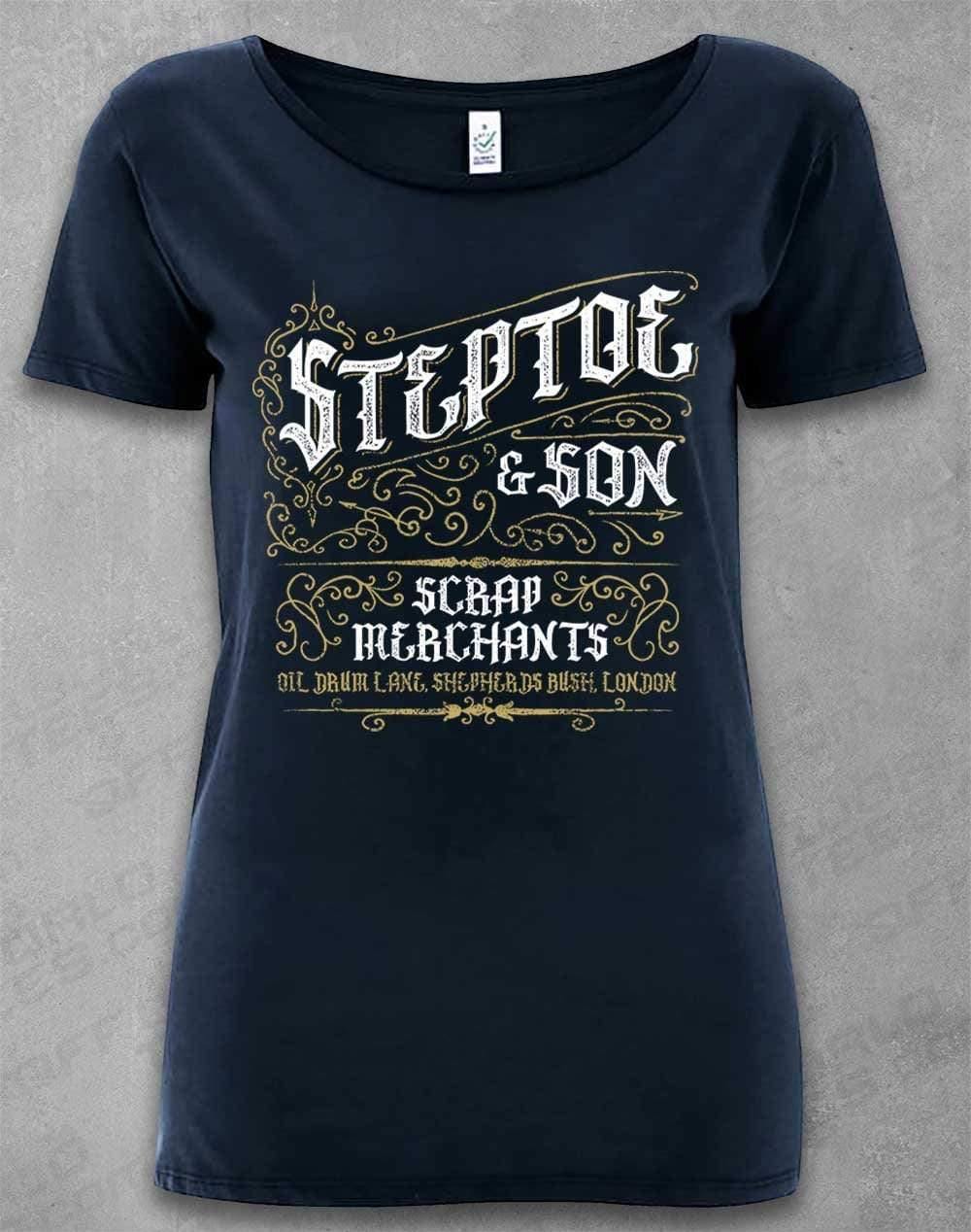 DELUXE Steptoe & Son Scrap Merchants Organic Scoop Neck T-Shirt 8-10 / Navy  - Off World Tees