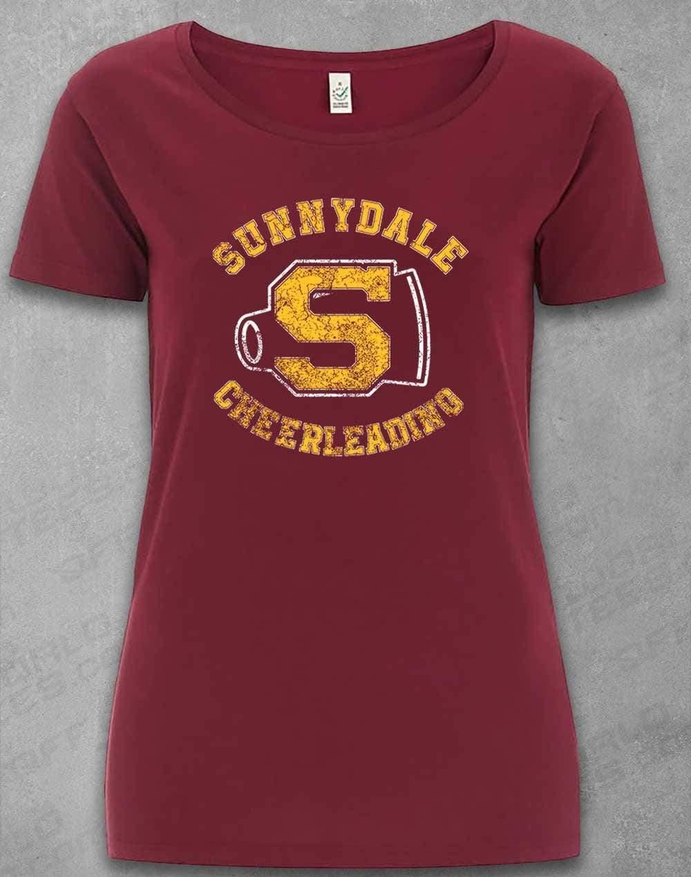 DELUXE Sunnydale Cheerleading Organic Scoop Neck T-Shirt 8-10 / Burgundy  - Off World Tees
