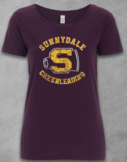 DELUXE Sunnydale Cheerleading Organic Scoop Neck T-Shirt 8-10 / Eggplant  - Off World Tees
