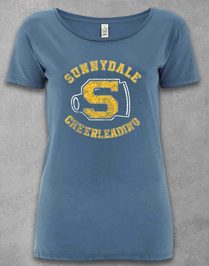 DELUXE Sunnydale Cheerleading Organic Scoop Neck T-Shirt 8-10 / Faded Denim  - Off World Tees