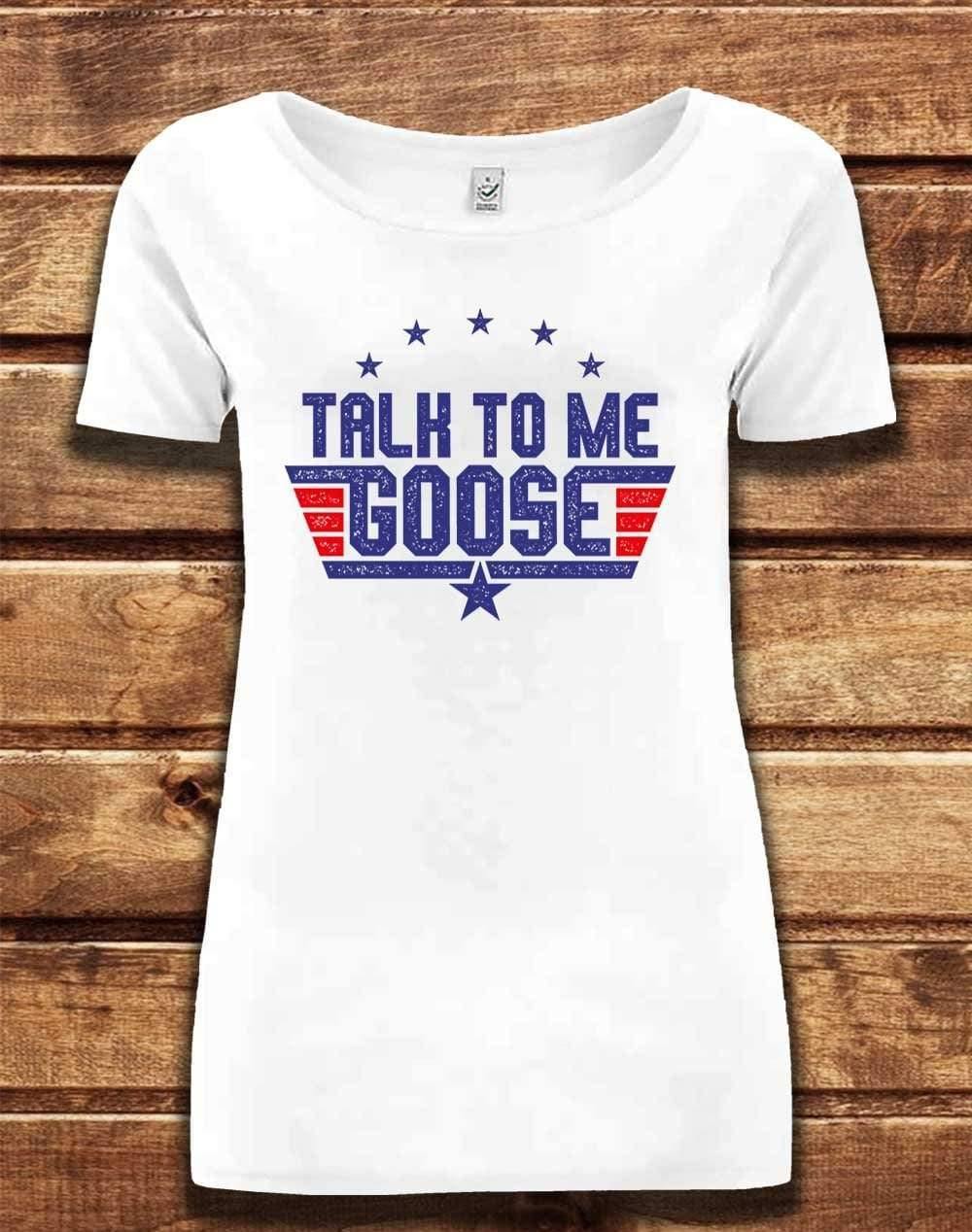 DELUXE Talk to me Goose Organic Scoop Neck T-Shirt 8-10 / White  - Off World Tees