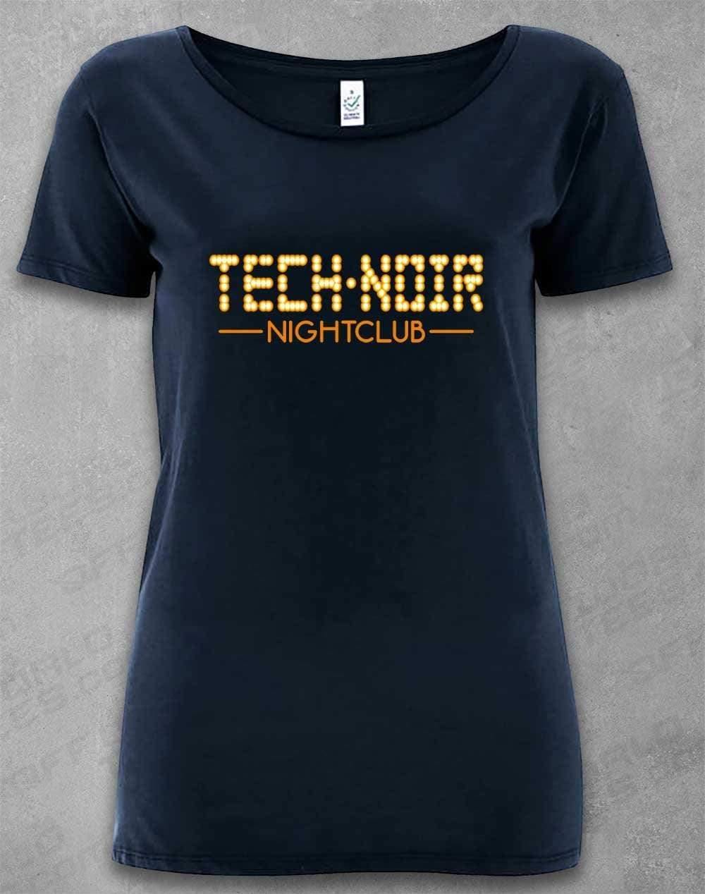 DELUXE Tech Noir Nightclub Organic Scoop Neck T-Shirt 8-10 / Navy  - Off World Tees
